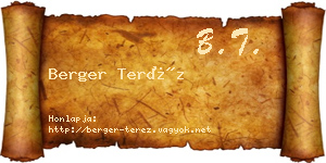 Berger Teréz névjegykártya